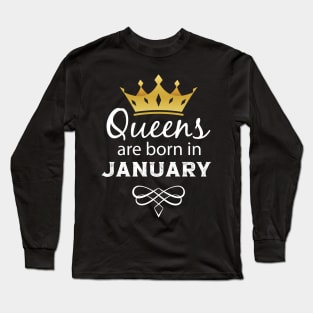 queens are born in January gift idea birthday gift Long Sleeve T-Shirt